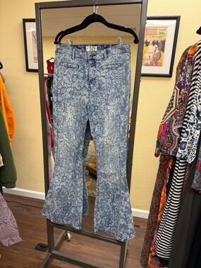 We The Free Light Blue Paisley Flare Jeans